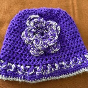 Handmade woman’s crochet hat purple color